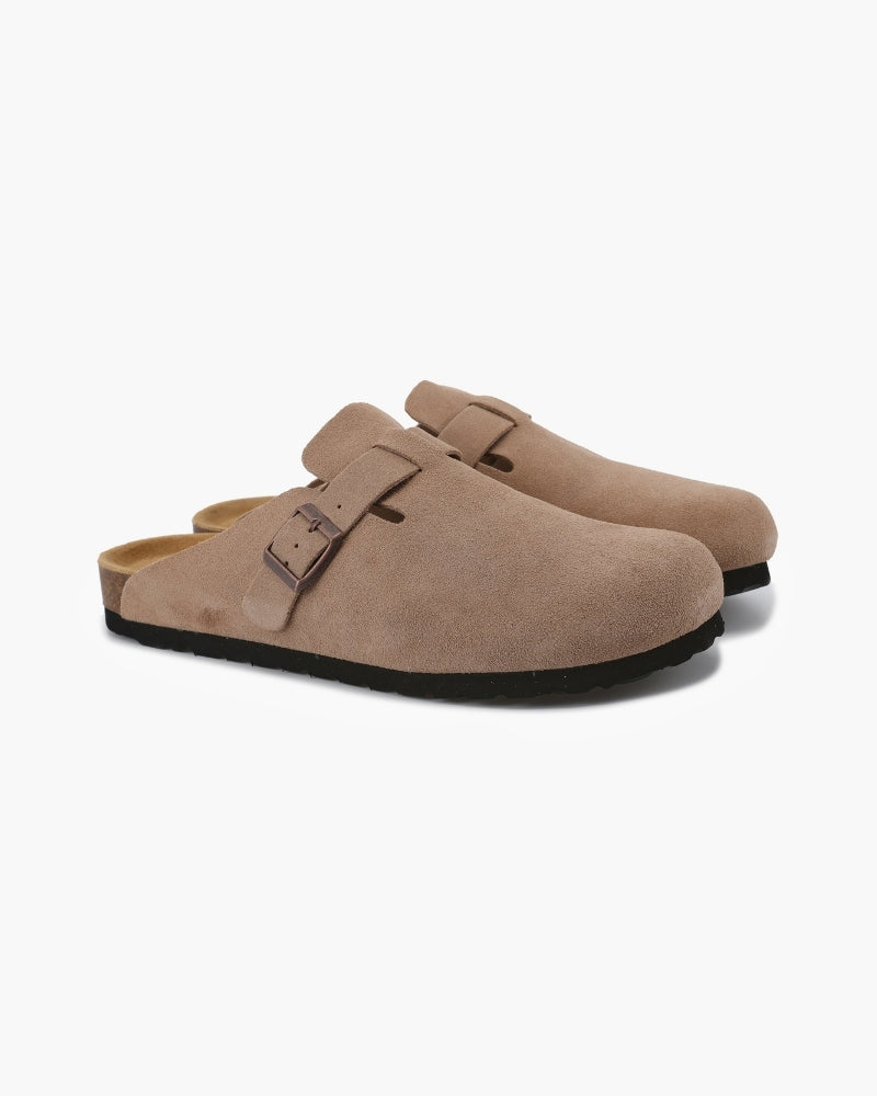 Suede Clogs Beige