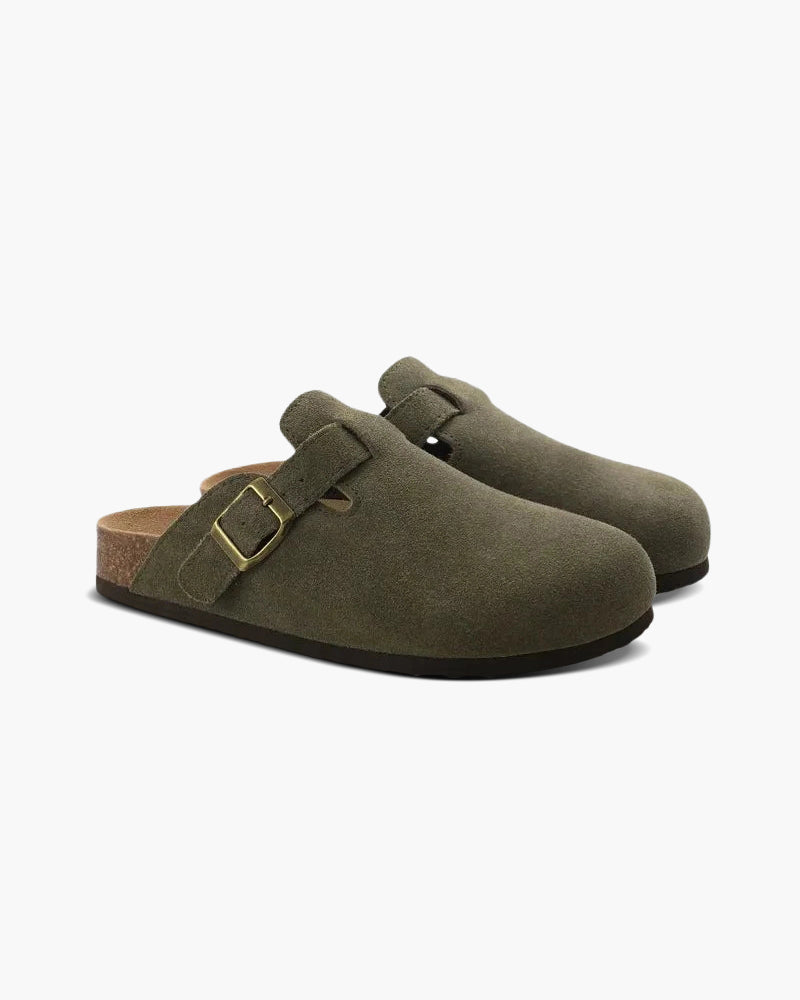 Suede Clogs Olive