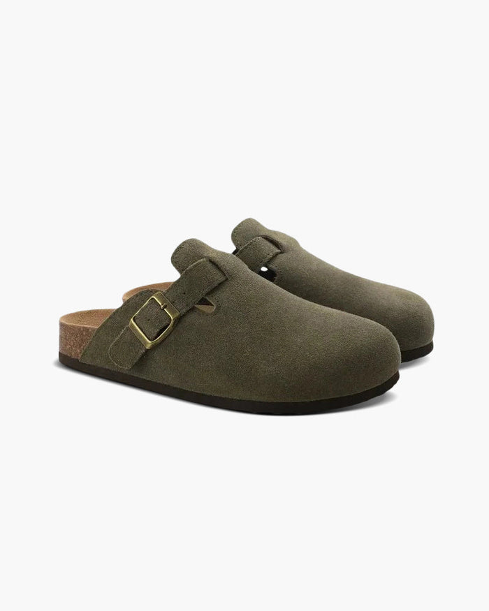 Suede Clogs Olive