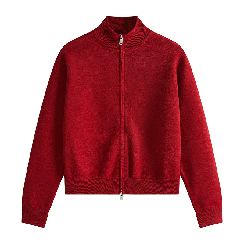 Essential Zip Sweater Red